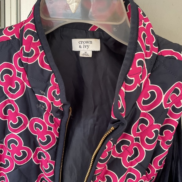 Crown & Ivy women size medium vest Navy Pink EUC Zip pocket - Picture 7 of 13